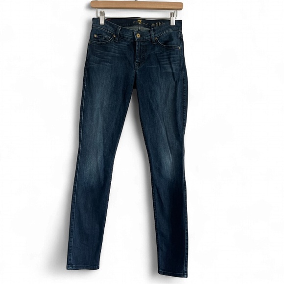 7 For All Mankind Dark Blue Skinny Jeans - Picture 1 of 4